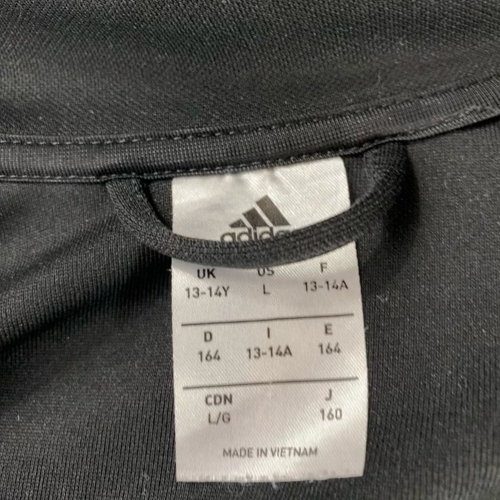 Adidas Boys Youth Full Zip Black Track Jacket - Picture 3 of 6